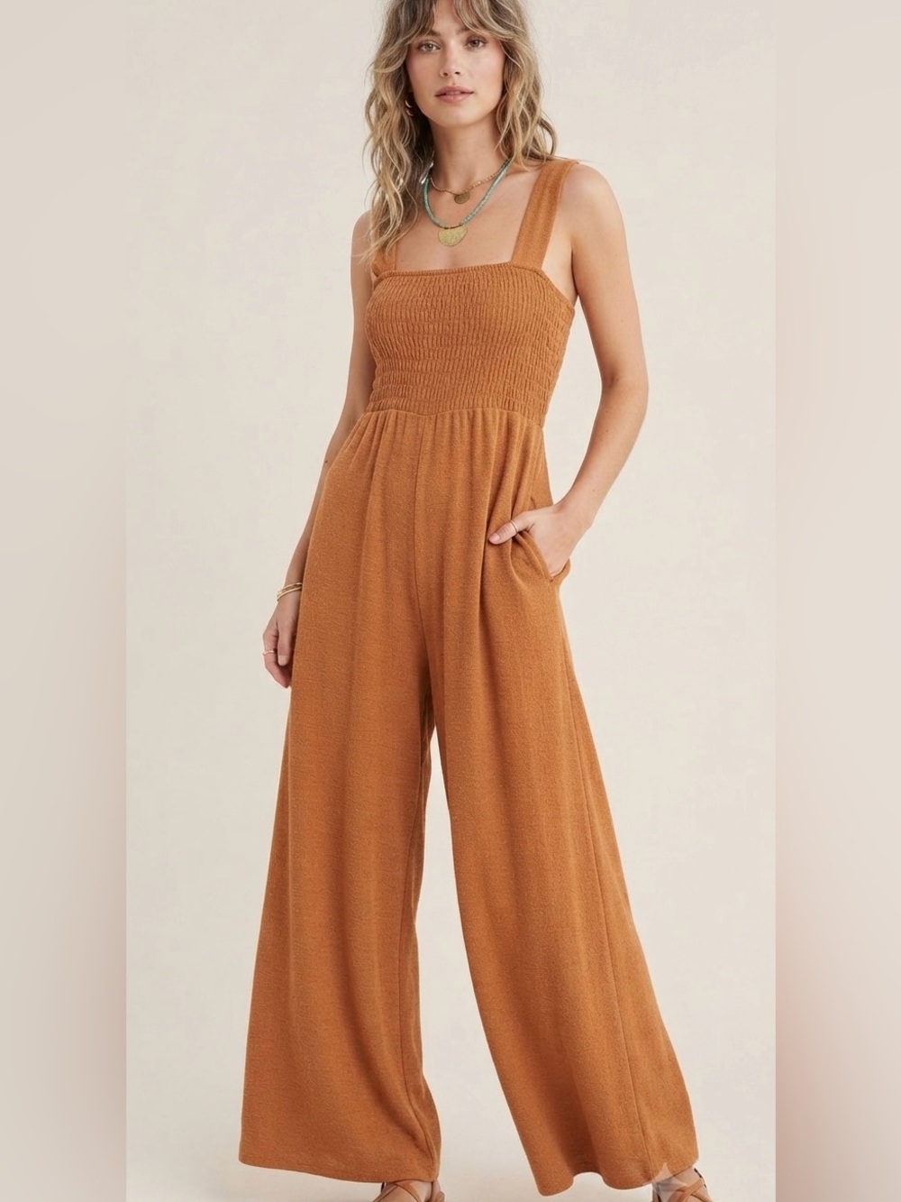 FP Beach Homecoming Linen Blend Jumpsuit Size XS